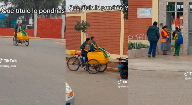 Un alumno es llevado en un carro de helados por su padre y los usuarios aplauden emotivo gesto.