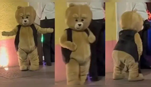 Osito 'Ted' fue captado en plena calle mostrando sus mejores pasos y viral en redes.