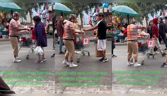 El vendedor peruano se ha vuelto viral por imitar al 'Chavo' para vender churros.