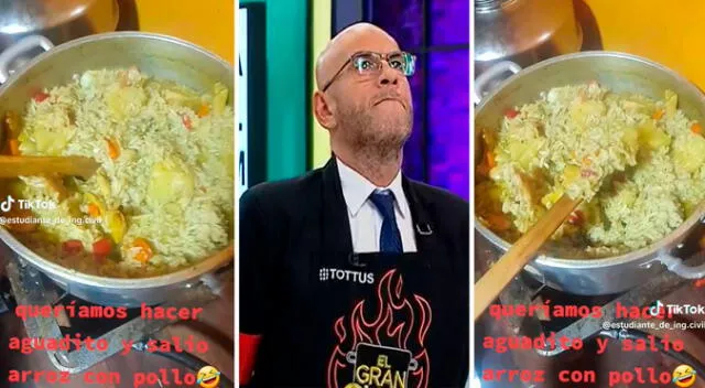 Durante la preparación, ellos tuvieron problemas y el aguadito salió como un arroz con pollo.
