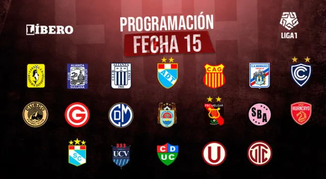 Programación de partidos de la fecha 15.