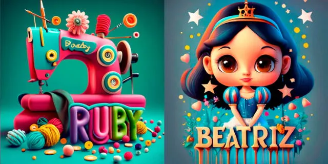 Ideogramas de nombres Ruby y Beatriz descargar gratis.