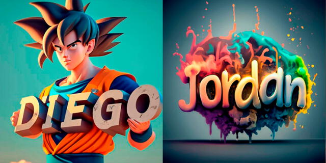 Nombres Diego y Jordan en 3D con Inteligencia Artificial Gratis.