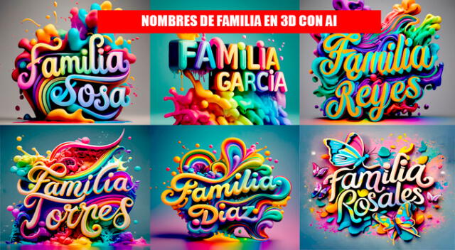 Descarga nombres de familias en 3D personalizados con Ideogram e Inteligencia Artificial.
