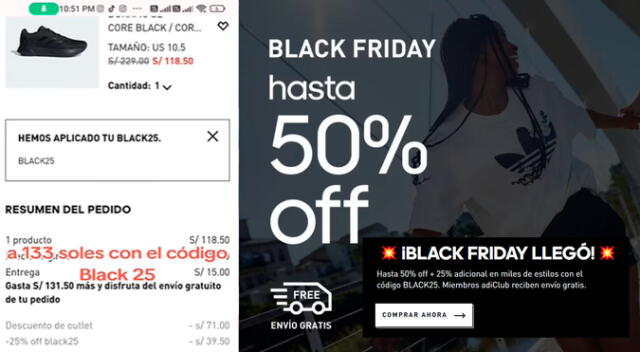 Adidas ofrece ofertas de 50% de descuento y regala bono de 25 soles para comprar en Black Friday 2023. Adidas ofrece ofertas de 50% de descuento y regala bono de 25 soles para comprar en Black Friday 2023.