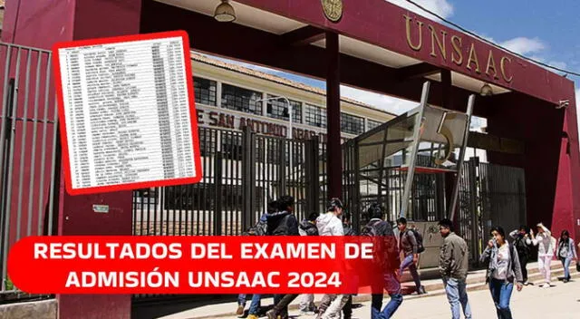 En esta nota podrás conocer los resultados del examen de admisión de UNSAAC 2024.
