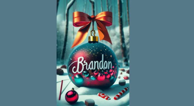 Obtén el diseño del nombre Brandom con IA en bola de Navidad. Obtén el diseño del nombre Brandom con IA en bola de Navidad.