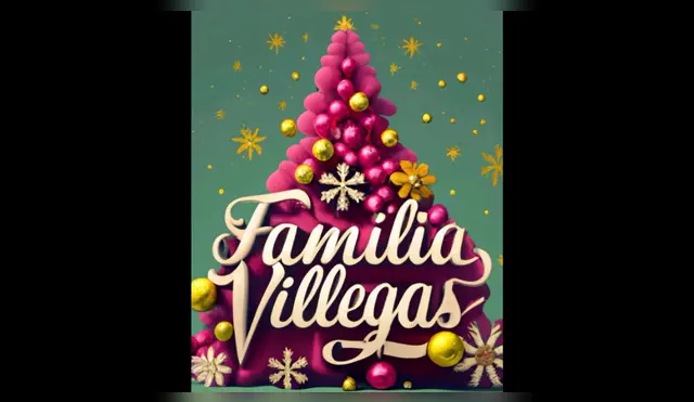 Apellido de la familia Villegas con hermoso diseño navideño 3D creado con IA.