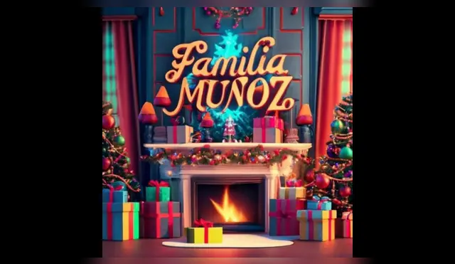 Apellido de la familia Muñoz con diseño navideño 3D creado por la Inteligencia Artificial.