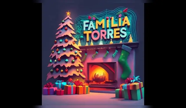 Apellido de la familia Torres en hermoso diseño navideño 3D para descargar GRATIS.