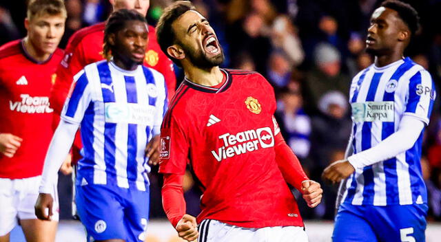 Bruno Fernandes marcó el segundo gol del Manchester United ante el Wigan Athletic