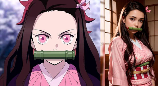 Así se vería Nezuko Kamado de Kimetsu No Yaiba en la vida real según IA Midjourney