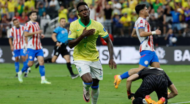 Vinícius Jr. fue la figura de Brasil contra Paraguay.