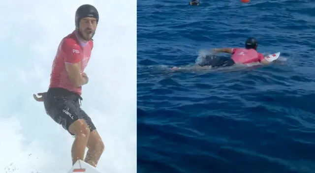 Alonso Correa y su reacción tras postergarse semifinales de surf en París 2024. Alonso Correa y su reacción tras postergarse semifinales de surf en París 2024.