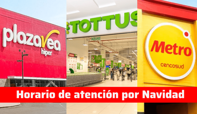 Conoce el horario especial que tendrán Tottus, Metro y Plaza Vez por Navidad.