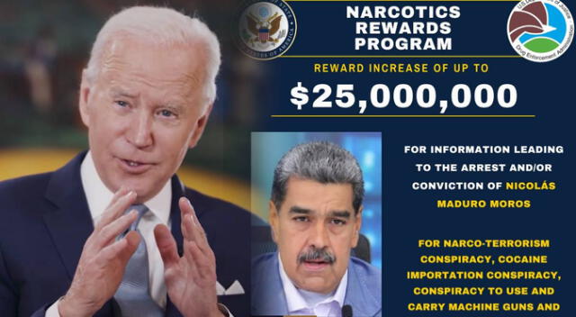 Esta es la fuerte recompensa de EEUU por Nicolás Maduro. Esta es la fuerte recompensa de EEUU por Nicolás Maduro.