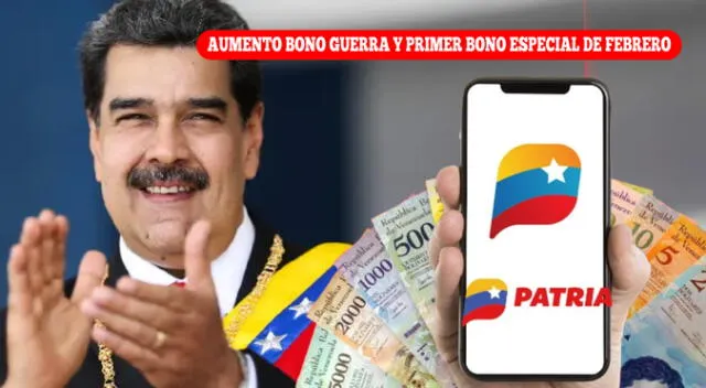 El Bono Guerra y Primer Bono Especial de febrero se pagarán por el Sistema Patria.