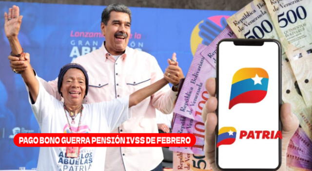 El Bono Guerra pensionados IVSS de febrero se paga por el Sistema Patria.