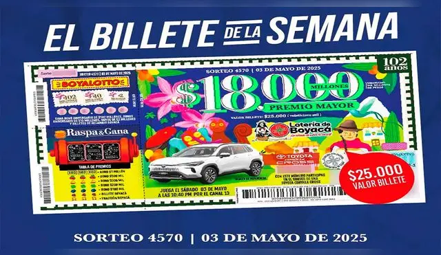 La Lotería de Boyacá se juega todos los sábados por la noche en Colombia.