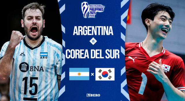 Argentina enfrenta a Corea del Sur por el Mundial de Vóley Masculino 2025.