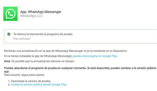 Pasos para instalar el WhastApp Beta en Android.  