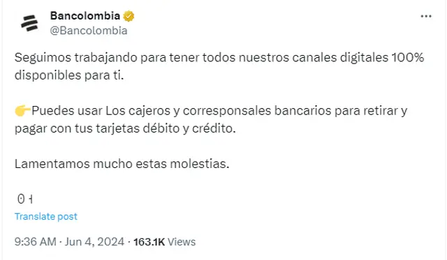 bancolombia caido hoy 4 de junio 2024 bancolombia caido hoy 4 de junio 2024