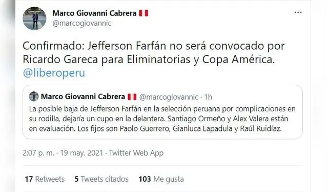 Jefferson Farfán quedará fuera de las Eliminatorias Qatar 2022 y Copa América.   