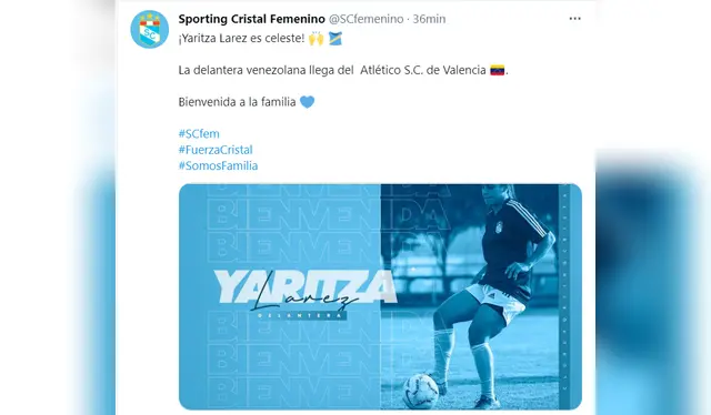 Sporting Cristal anunció la llegada de la venezolana Yaritza Larez   
