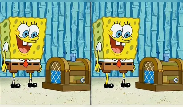Encuentra la diferencia: Foto: Bob Esponja.   