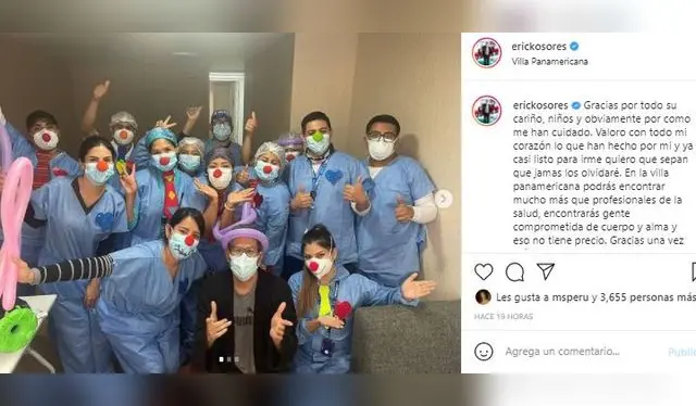  Publicación de Erick Osores sobre su estado de salud.   