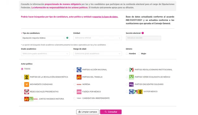<strong> Así se despliega la plataforma para conocer a tu candidato </strong>   