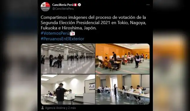  Cancillería comparte la jornada electoral en diferente ciudades de Japón. Fuente: Cancillería/Twitter.   
