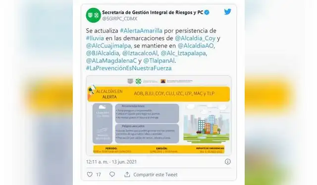 Activan alerta naranja por fuertes lluvias y granizo en CDMX; piden ...