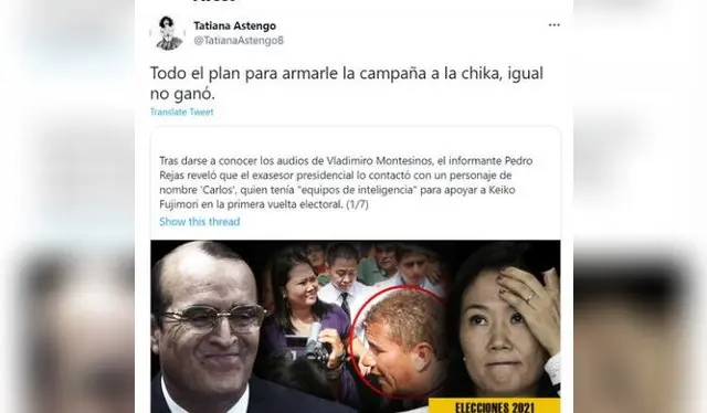 Publicación Tatiana Astengo: Fuente: Twitter.   