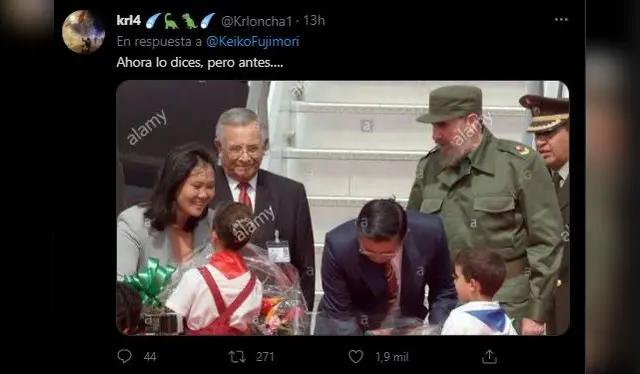  Respuesta a publicación de Keiko Fujimori. Fuente: Twitter.   