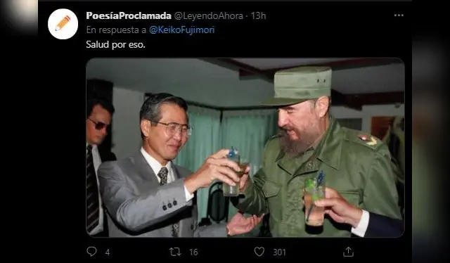  Respuesta a publicación de Keiko Fujimori. Fuente: Twitter.   