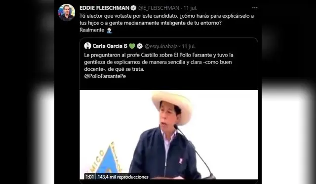  Publicación de Eddie Fleischman. Fuente: Twitter.   