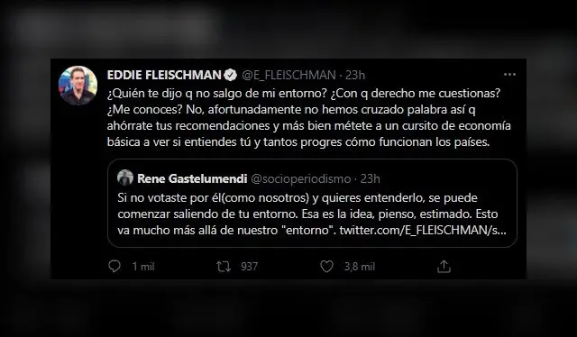  Publicación de Eddie Fleischman. Fuente: Twitter.   