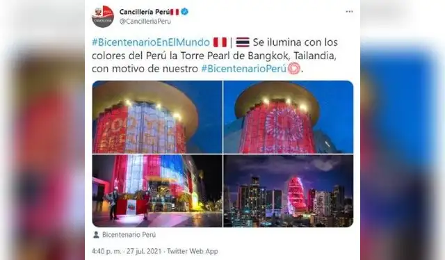 Publicación de la Cancillería peruana. Fuente: Twitter.   