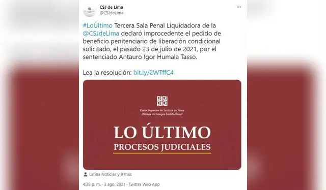Poder Judicial rechaza pedido de libertad condicional de Antauro Humala.   