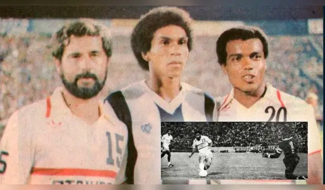 La foto de aquel encuentro. En el recuadro el gol del 'Bombardero'. Crédito: Twitter A presión   