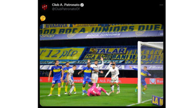 Agustín Rossi luego de haber chocado con Luis Advíncula. Fuente: Twitter de Patronato   