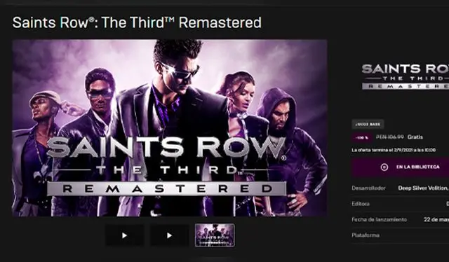 Saints Row Epic Games Store 