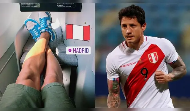 Gianluca Lapadula viajando hacia Lima.   