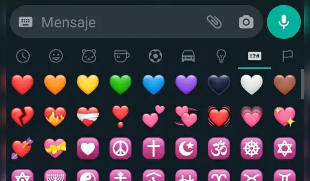 Los emojis están en la barra de Símbolos.   