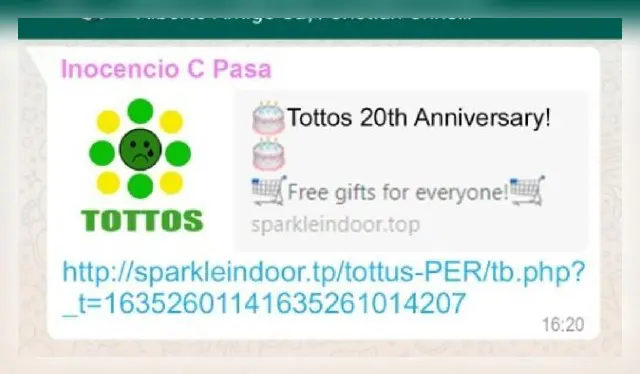 Enlace fraudulento en WhatsApp puesto al descubierto por la PNP.   