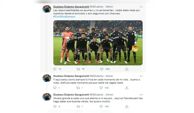 Mensaje de Gustavo Dulanto tras derrota ante Inter. (Foto: Twitter) Mensaje de Gustavo Dulanto tras derrota ante Inter. (Foto: Twitter)