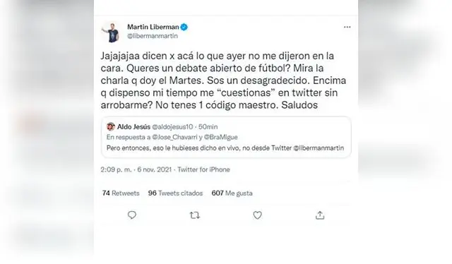 Martín Liberman en Twitter