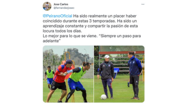 Mensaje de José Carlos Fernández a Pablo Peirano. (Foto: Captura) Mensaje de José Carlos Fernández a Pablo Peirano. (Foto: Captura)