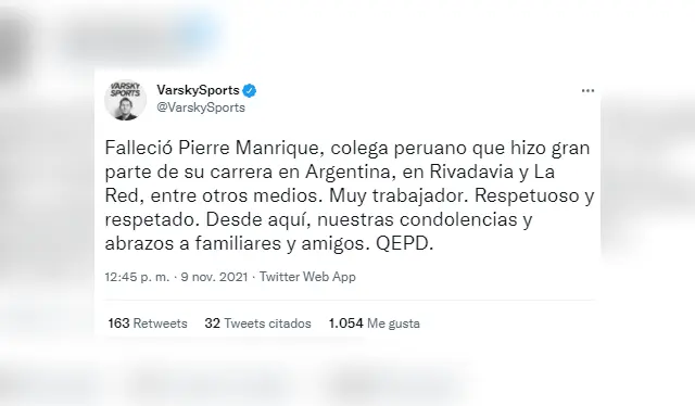Juan Pablo Varsky y el sentido adiós a Pierre Manrique   